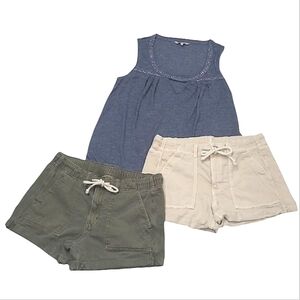 American Eagle Cargo Short Shorts Midi High Waist Rise Utility Pockets Zip Up 8